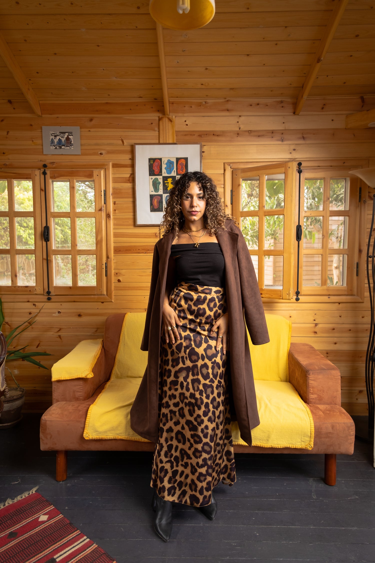 LEOPARD SATIN SKIRT