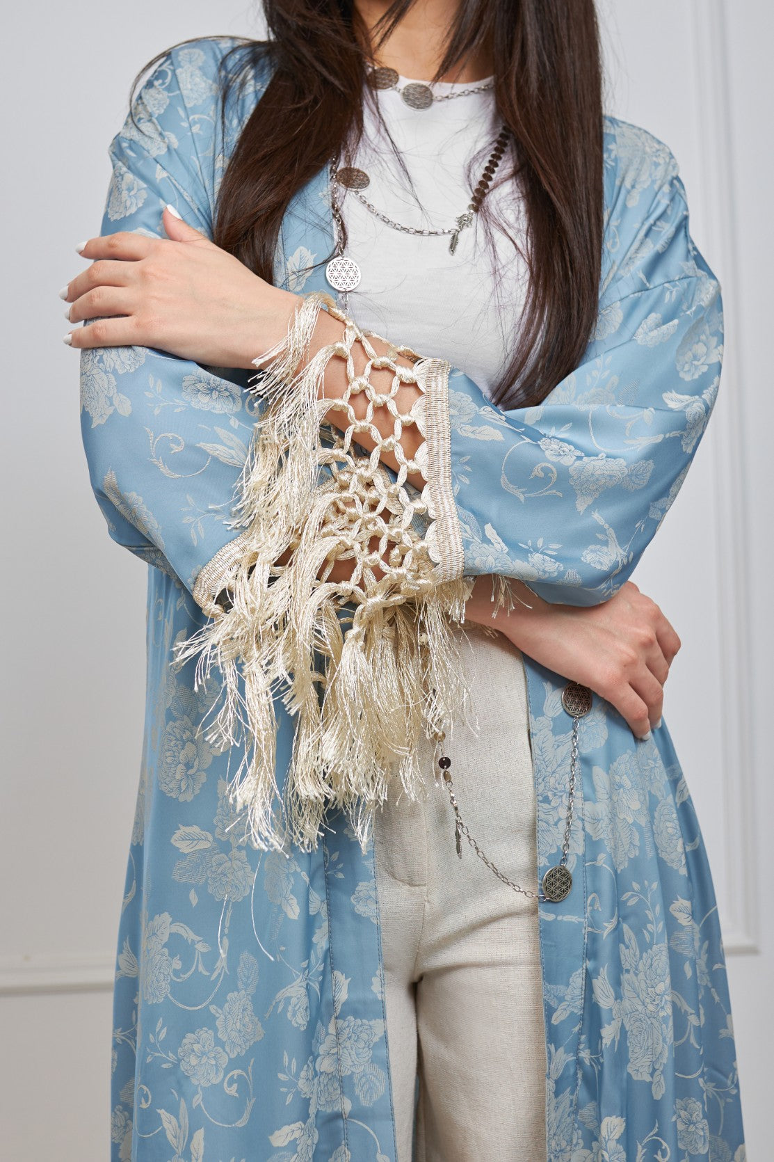 flora kimono in baby blue
