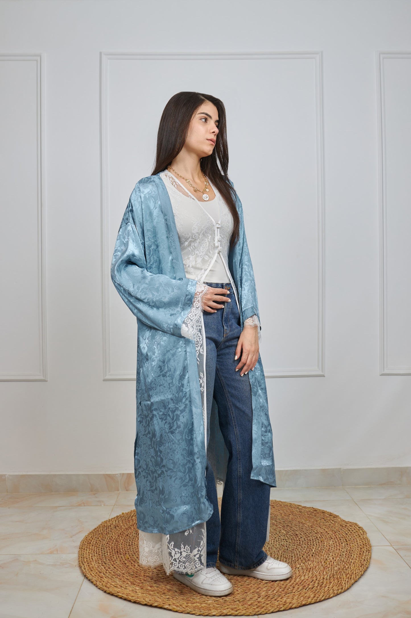 flora kimono in baby blue