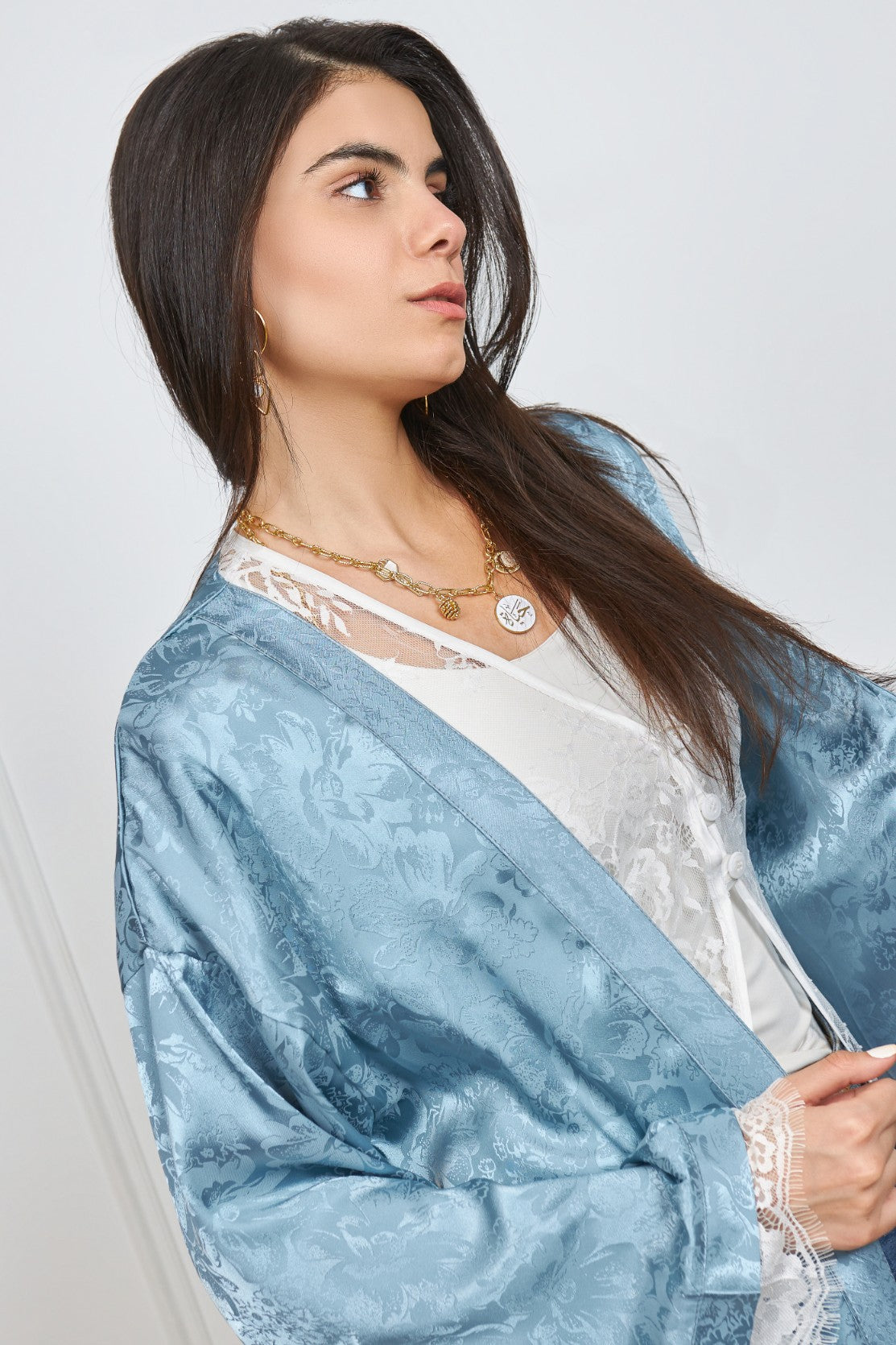 flora kimono in baby blue