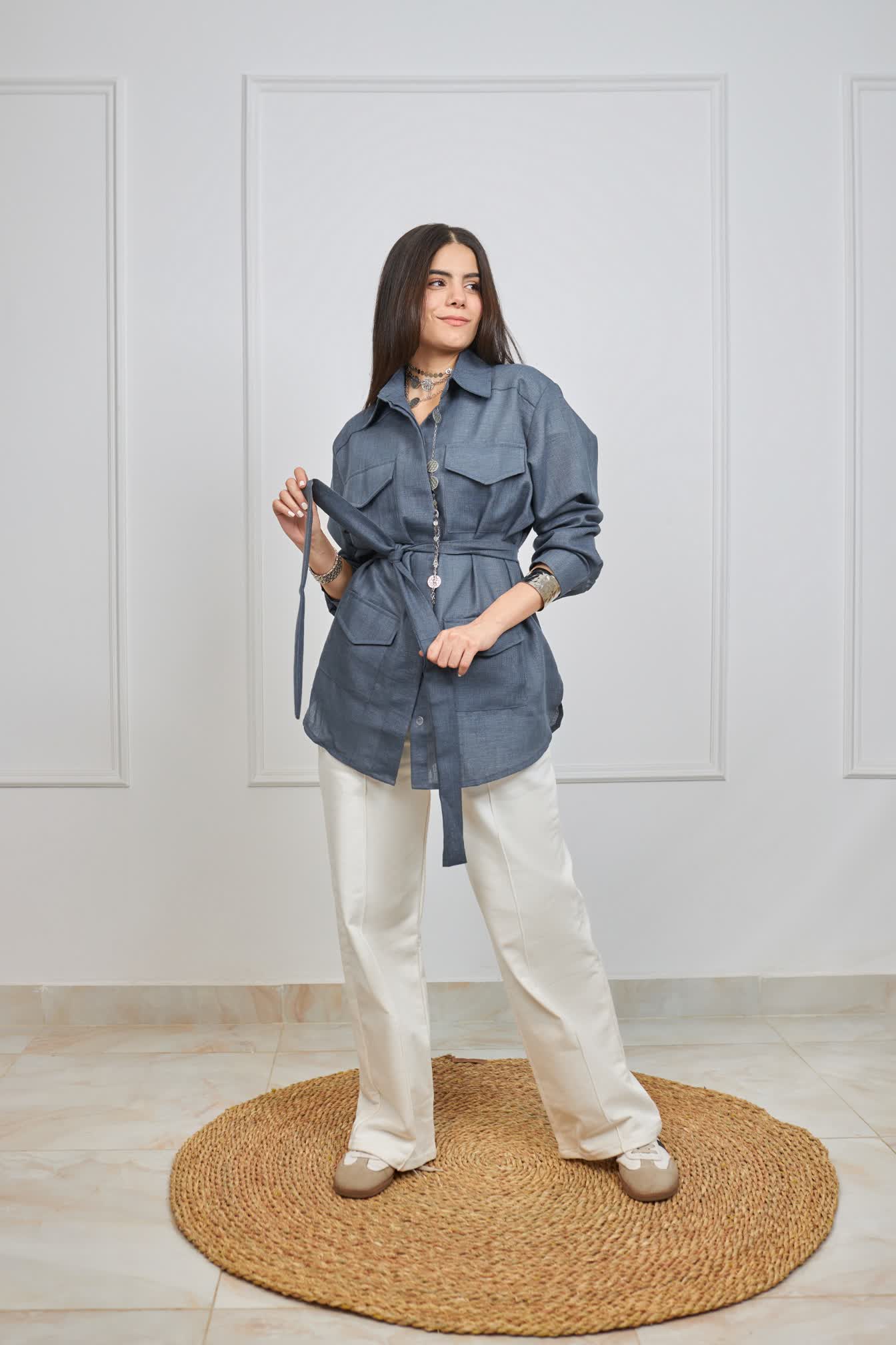 Lana safari shirt in Griesh blue