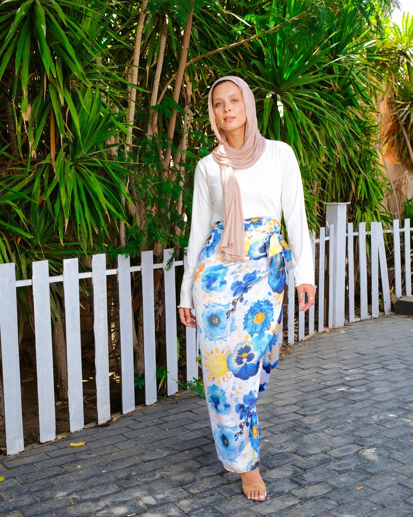 Flowery wrap skirt