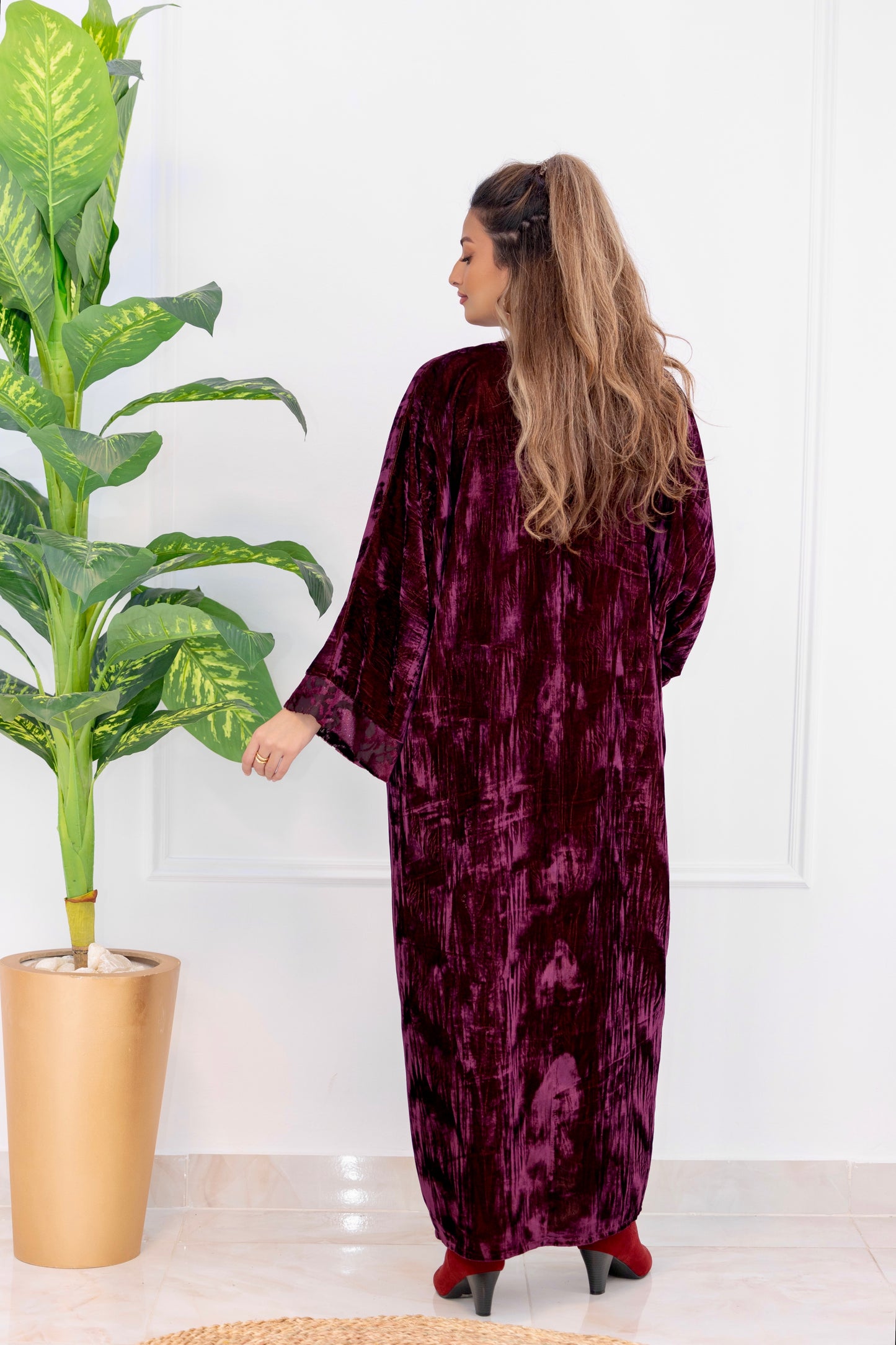 Embroidered Velvet Longline Cardigan
