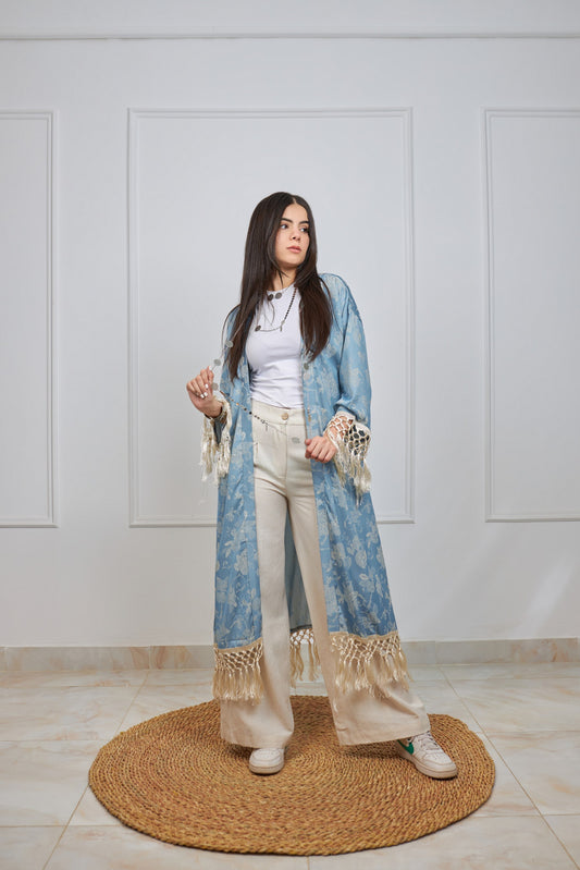 flore kimono in baby blue