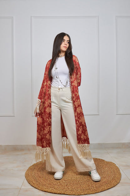 flora kimono in red