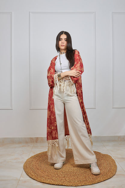flora kimono in red