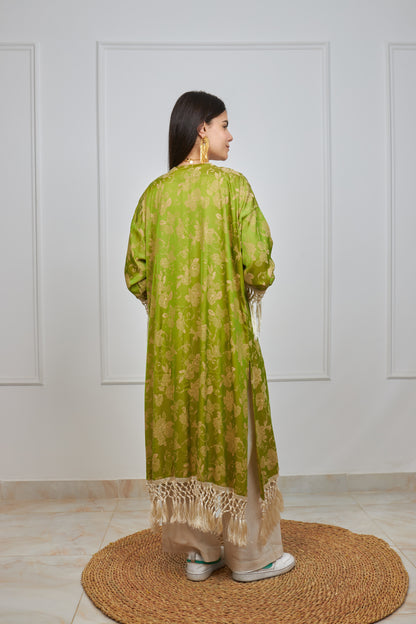 flora kimono in lime green
