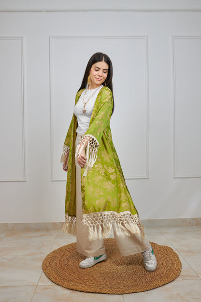 flora kimono in lime green