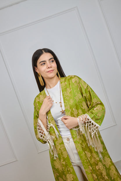 flora kimono in lime green
