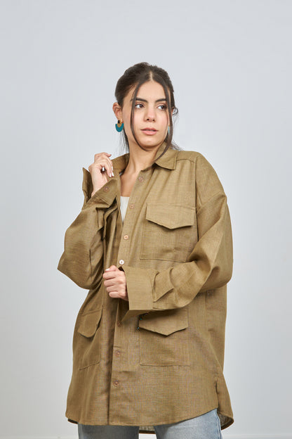 Lana safari shirt in camel
