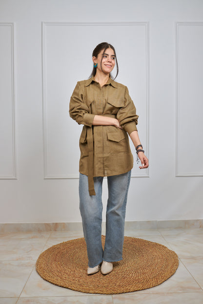 Lana safari shirt in camel