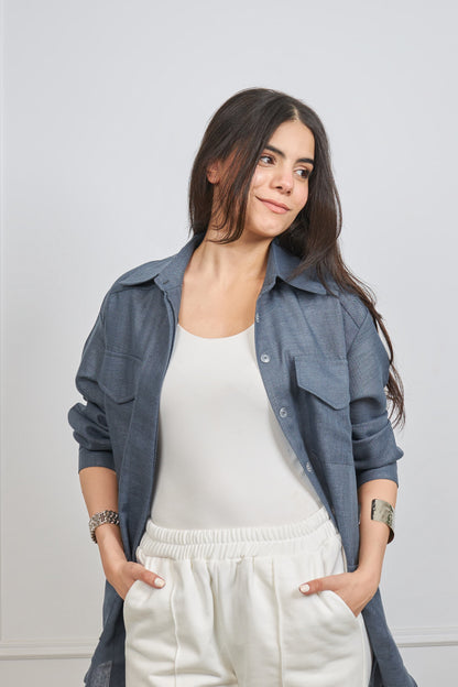 Lana safari shirt in Griesh blue