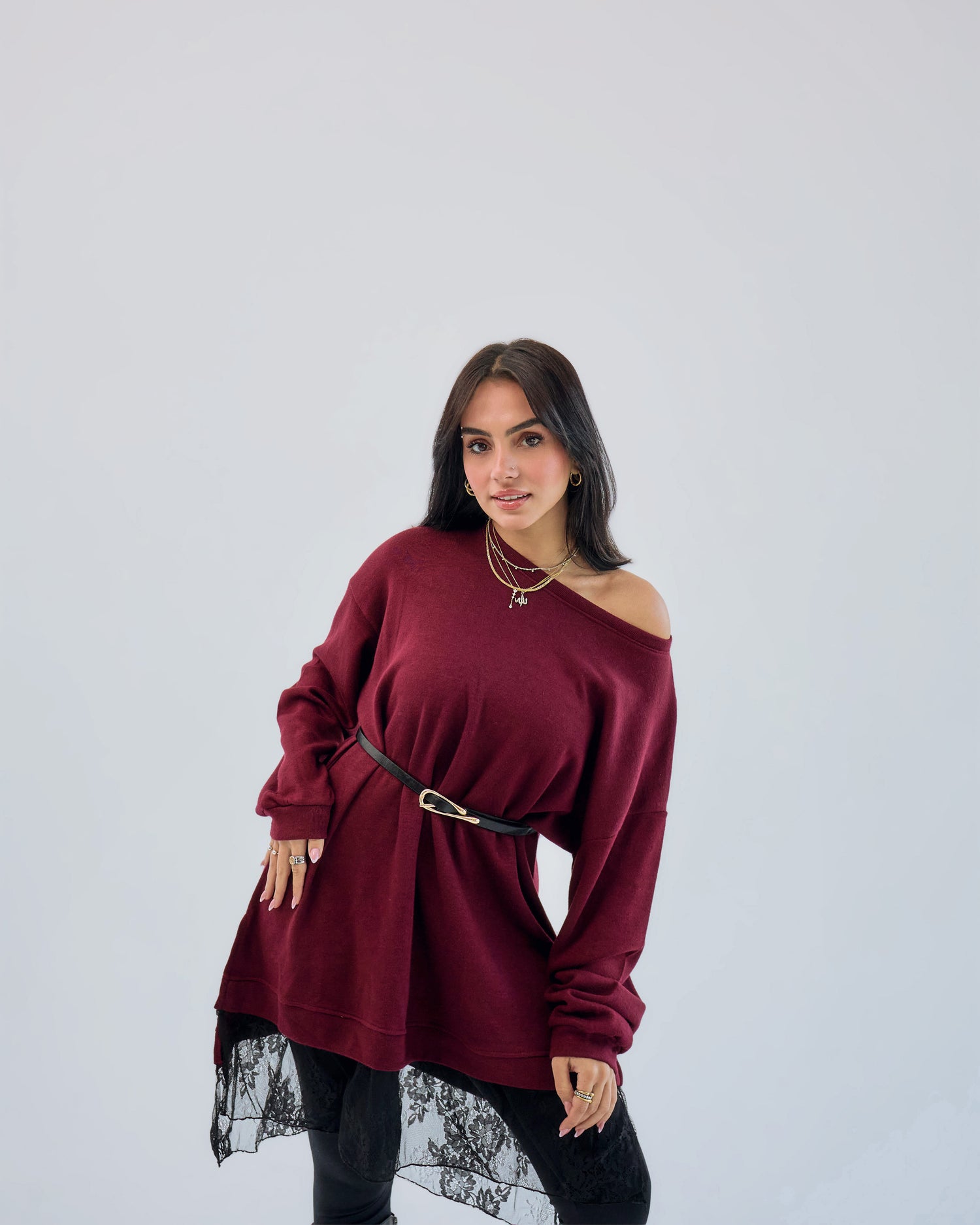 Soft Lace Sweater Dress