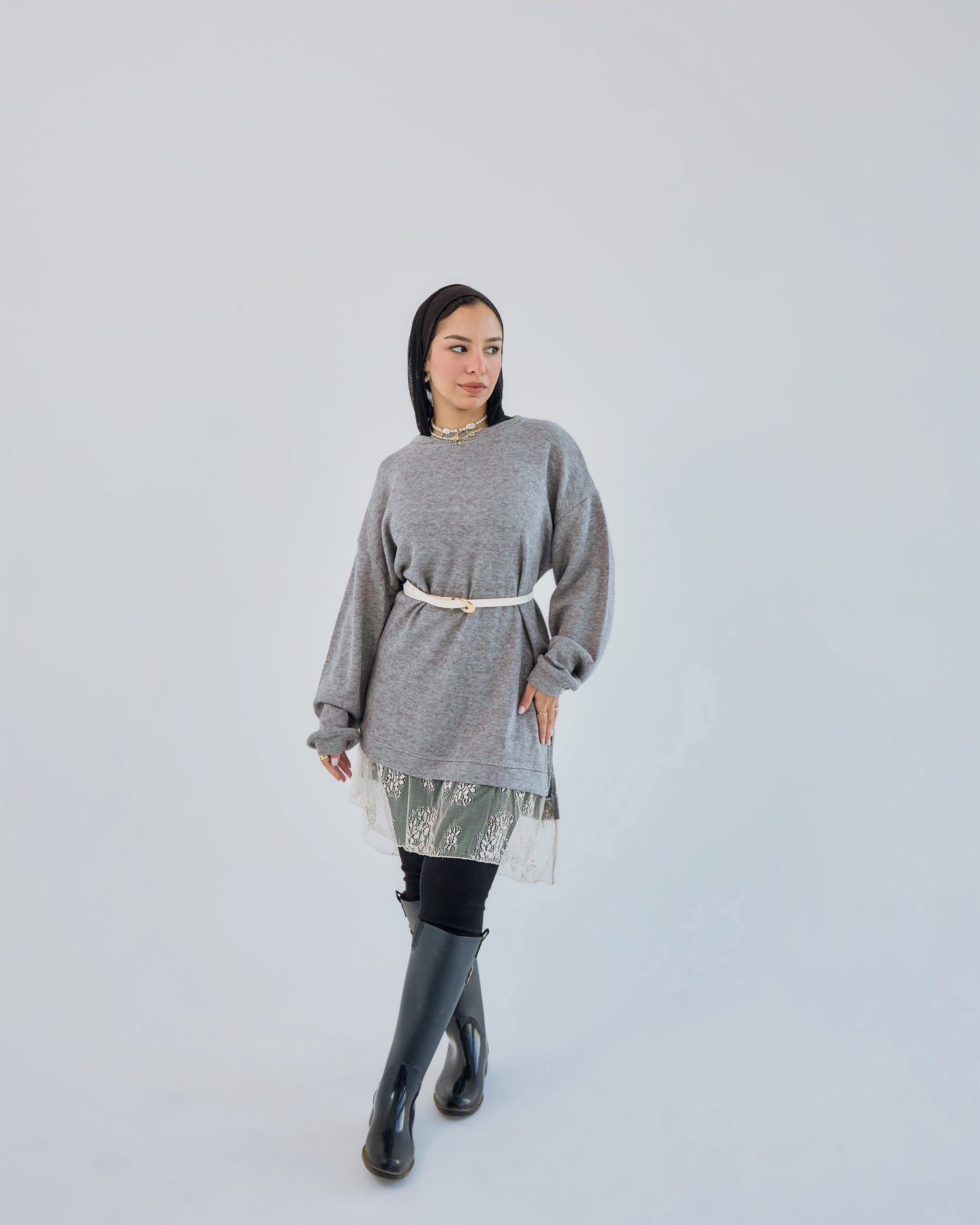 Soft Lace Sweater Dress