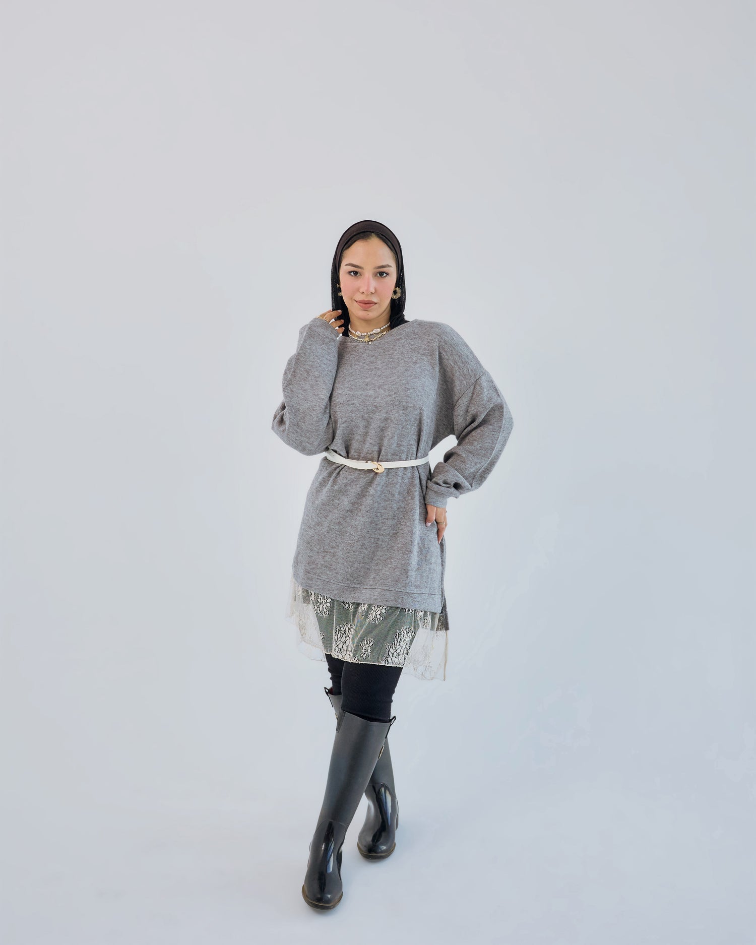 Soft Lace Sweater Dress