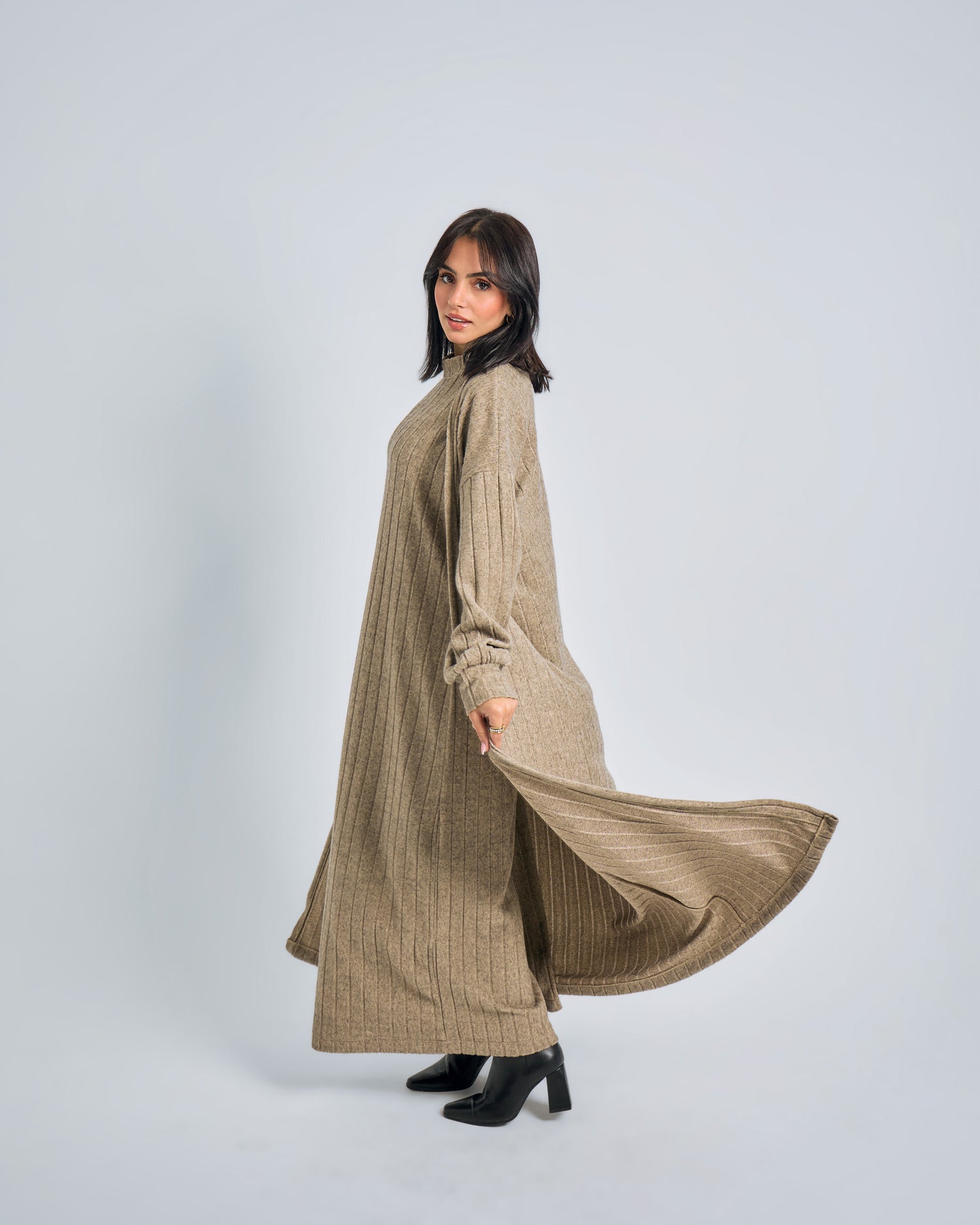 Cozy Chic Knit Dress with Cardigan