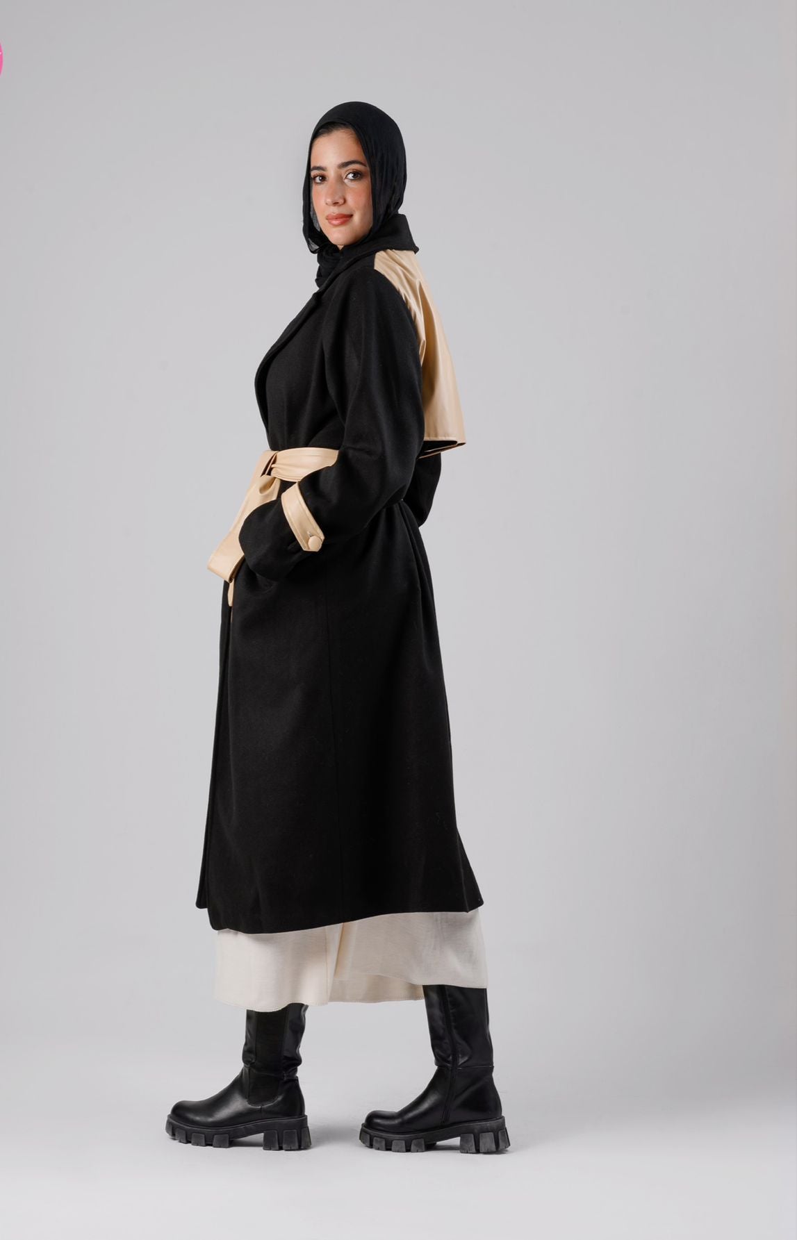 Wool coat leather